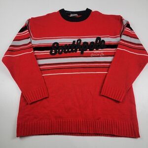 Vintage Y2K SouthPole Sweater Mens Sz 2XL Pullover Black Gold Spell Out Baggy